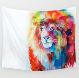 Watercolor Lion Tapestry