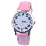 watches women fashion watch 2016 luxury brand Cute small cat PU Leather Band Analog Quartz Vogue Wrist Watches relojes mujer