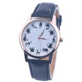 watches women fashion watch 2016 luxury brand Cute small cat PU Leather Band Analog Quartz Vogue Wrist Watches relojes mujer