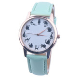 watches women fashion watch 2016 luxury brand Cute small cat PU Leather Band Analog Quartz Vogue Wrist Watches relojes mujer