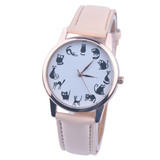 watches women fashion watch 2016 luxury brand Cute small cat PU Leather Band Analog Quartz Vogue Wrist Watches relojes mujer
