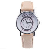 watches women fashion watch 2016 brand PU Leather Alarm clock printing Analog Quartz Vogue Wrist Watches lady hours reloj muje