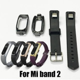 Watch strap For Xiaomi Mi Band 2 Strap with Alloy Frame Silicone Wristband For MiBand 2 Smart Bracelet Xiaomi Mi Band watchband
