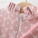 Warm Winter Long Sleeve Princess Infants Baby Kids Girl Infantil Tutu Party Ruffles Collar Thick Dress Vestido+Fox Bow Bag S6047