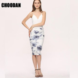 Pencil Skirt High Waist 2016 Fashion Autumn Elegant Floral Printed Sexy Sheath Skirts Womens Ladies Office Knee-Length Clothing