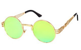 Peekaboo Wholesale vintage retro gothic steampunk mirror sunglasses gold sun glasses vintage round circle men UV gafas de sol