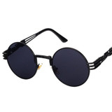 Peekaboo Wholesale vintage retro gothic steampunk mirror sunglasses gold sun glasses vintage round circle men UV gafas de sol