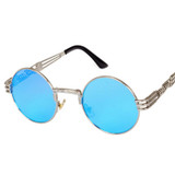 Peekaboo Wholesale vintage retro gothic steampunk mirror sunglasses gold sun glasses vintage round circle men UV gafas de sol