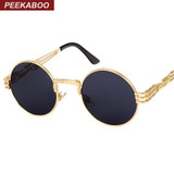 Peekaboo Wholesale vintage retro gothic steampunk mirror sunglasses gold sun glasses vintage round circle men UV gafas de sol