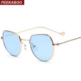 Peekaboo ocean small square sunglasses women fashion 2017 gold metal clear blue sunglasses for men small size uv400