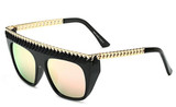 Peekaboo black gold chain sunglasses women big frame fashion star style fashion sunglasses gradient brown uv400