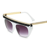 Peekaboo black gold chain sunglasses women big frame fashion star style fashion sunglasses gradient brown uv400