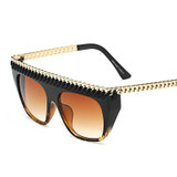 Peekaboo black gold chain sunglasses women big frame fashion star style fashion sunglasses gradient brown uv400