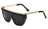 Peekaboo black gold chain sunglasses women big frame fashion star style fashion sunglasses gradient brown uv400