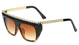 Peekaboo black gold chain sunglasses women big frame fashion star style fashion sunglasses gradient brown uv400