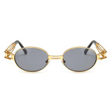 Peekaboo 2017 retro vintage sunglasses men small round gold metal small sun glasses for men vintage women hollow uv400