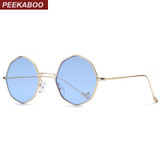 Peekaboo 2017 mens small round sunglasses women vintage retro clear blue sunglasses transparent lens metal uv400
