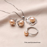 Pearl Jewelry Set,Trendy Wedding Pearl Necklace Earrings 925 Silver Find Jewelry Set For Women Mother Birthday Gifts White Pink
