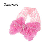 Pearl Headband Bow Lace Flower hair accessories Girl headband cute hair band newborn floral headband H20 drop Shipping