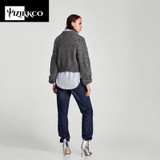 Pearl Beaded Rib Knit Jumper 2018 Spring Autumn New Womens Pullover Sweaters Grey Stand Collar Long Sleeve Tight Sweater YZ035