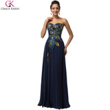 Peacock Bridesmaid Dresses Grace Karin Dresses 2017 Plus Size Blue Apricot Bridesmaid Dresses Long Wedding Party Dress