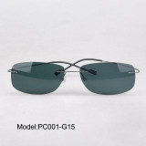 PC001   Free shipping rimless memory titanium eyewear polarized polycarbonate sunglasses