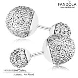 Pave Round Earrings 925 Sterling Silver Clear CZ Stud Earrings for Women Pandulaso Jewelry Free Shipping