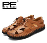 Pathfinder Men leather Sandals Gladiator shoes Summer Casual Breathable Mens Sandles 2017 Comfortable Beach Slippers Shoes