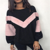 Patchwork Plush Winter Hoodies Women Plush Long Sleeve Sweatshirts Tops Female Hoodies Jumper Cotton Pullovers