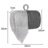 Patchwork Colorful Women Evening Bags Chain Shoulder Messenger Purse Bag Tassel Rhinestones Finger Ring Evening Clutch Bag