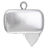 Patchwork Colorful Women Evening Bags Chain Shoulder Messenger Purse Bag Tassel Rhinestones Finger Ring Evening Clutch Bag