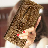 PASTE Women Wallets Luxury Brand Wallets Designer Purse Genuine Leather 3D Alligator Hasp Coin Purse Female Long Clutch Bag