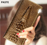 PASTE Women Wallets Luxury Brand Wallets Designer Purse Genuine Leather 3D Alligator Hasp Coin Purse Female Long Clutch Bag