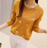 2017 Winter Sweaters Women Embroidery Ladies Pullover Female Autumn High Elastic Tricot Jumper Fashion Winter Tops Pull Femme