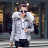 2017 Winter Short Jacket and Coat Women Long Sleeve Hooded Parka Overcoat Winter faux fur Parkas Female Outwear Zipper YL003