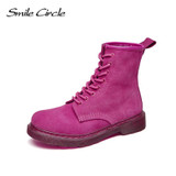2017 Winter Shoes women ankle boots Genuine Leather Martin boots women motocross boots lace-up platform boots botas femininas