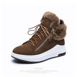 2017 Winter Shoes For Women Genuine Leather Wedge Boots Women Fur Elevator Shoes High heels warm High-top platform Snow Boots