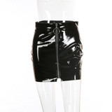 2017 Winter PU Leather Skirt Female Sexy High Waist Skirt Women Black White Bodycon Pencil Mini Skirt Zipper Faldas Mujer