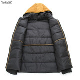 2017 Winter Parka Men Jacket Coat Outerwear Fashion Hood Padded Quilted Warm Two-color patchwork Jackets Hooded Casual Wadde