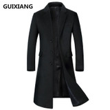 2017 Winter Overcoat Men's fashion Long style woolen trench coat jacket Men's casual coats jackets wool Outerwear men windbreak