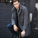 2017 Winter New Men's Long Down Jacket Fashion Casual White Duck Down Warm Thick Down Jacket Brand Coat Clothes