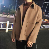 2017 Winter New Lapel Short Solid Color Woolen Blend Men Jacket Cashmere Loose Trench Man Brand Coat Wool Casual Thick Overcoat