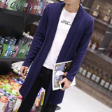 2017 the spring autumn fashion brand men's pure color long thin cardigan sweater/thin body big size sweater cardigan/size S-5XL
