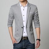 New Slim Fit Casual jacket Cotton Men Blazer Jacket Single Button Gray Mens Suit Jacket 2016 Autumn Patchwork Coat Male Suite