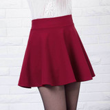 New short skirts womens 2016 new style casual vintage girls skirts for school red pleated mini skater skirt high waist plus size