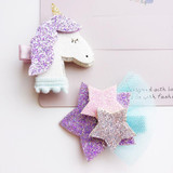 New Shining Dimensional Unicorn Star Girls Hair Clips Kids Hairpins Barrettes Children Hair Accessories