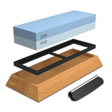 New Sharpening Stone For Knives, Professional Waterstones Combination Grit 2000/6000 Whetstone Sharpening with Bamboo Base, Bl