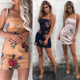 New Sexy Women Summer Short Mini Dress Evening Party Hot Clothes Dress Summer Lace Up Floral Printing Beach Dresses Sundress