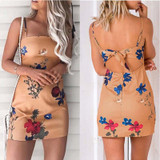 New Sexy Women Summer Short Mini Dress Evening Party Hot Clothes Dress Summer Lace Up Floral Printing Beach Dresses Sundress