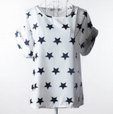 New Sexy Women Colorful Birds Chiffon shirt Batwing Loose Blouse Casual Tops #00225